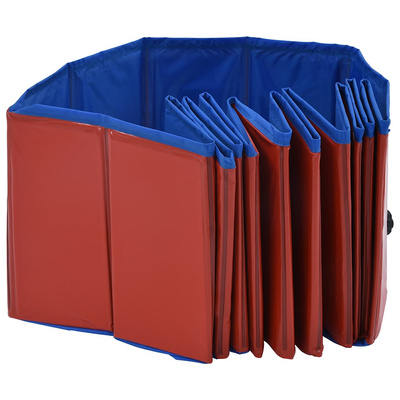 vidaXL Składany basen dla psa, czerwony, 120 x 30 cm, PVC