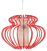 Lampa wisząca Imperia z szerokim kloszem czerwona pojedyncza nad stół