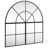vidaXL Lustro ścienne, czarne, 80x80 cm, zakończone łukiem, żelazo