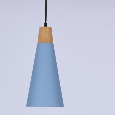 Lampa wisząca niebieska metalowa + drewno Faro Ledea 50101258