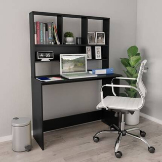 vidaXL Biurko z półkami, czarne 110x45x157 cm, materiał drewnopochodny