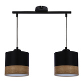Porto lampa wisząca czarny 2x60w e27 abażur czarny+fornir
