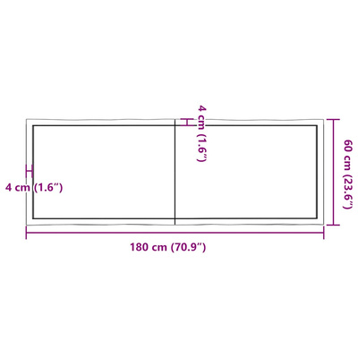 Blat, jasnobrązowy 180x60x(2-4)cm drewno z naturalną krawędzią