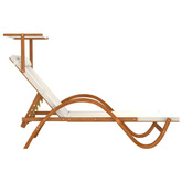 vidaXL Leżak z zadaszeniem, białe tworzywo textilene i drewno topolowe