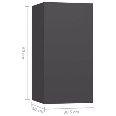 vidaXL Szafki telewizyjne, 7 szt., szare, 30,5x30x60 cm, płyta wiórowa