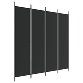 Parawan 4-panelowy, czarny, 200x200 cm, tkanina