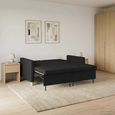 Rozkładana sofa Czarny tkanina
