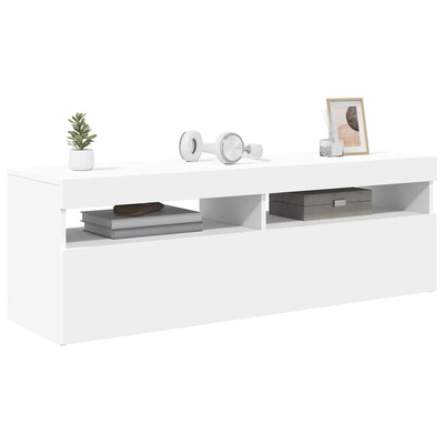 Szafka pod TV z oświetleniem LED, biała, 120x35x40 cm