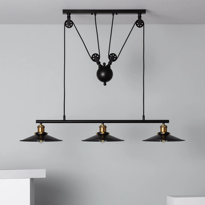 Lampa Wisząca Retro Czarna Abruzzo Monte 3xE27
