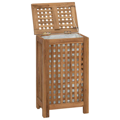 Kosz na pranie naturalny 35 x 25 x 60 cm Lite drewno teakowe