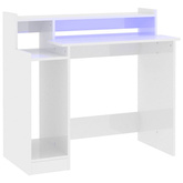 vidaXL Biurko z podświetleniem LED, białe, wysoki połysk, 97x45x90 cm