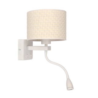 Lampa Kinkiet Biały 1X40W E27+2W Led Abażur Kremowy Polo