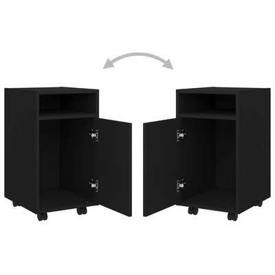 Szafka, z kółkami, czarna 33x38x60 cm materiał drewnopochodny