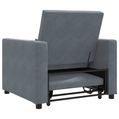 Rozkładana sofa jednoosobowa z kółkami ciemno szary Aksamit