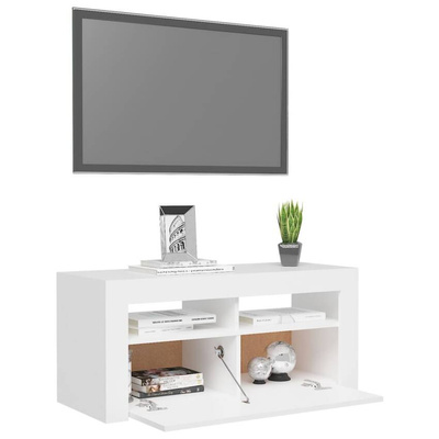 vidaXL Szafka pod TV z oświetleniem LED, biała, 90x35x40 cm