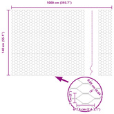 Ogrodzenie heksagonalne 1,4 x 10 m PVC Szary