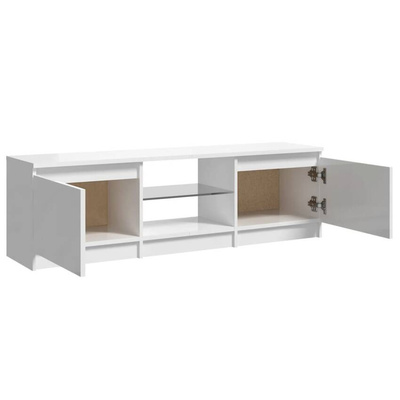 vidaXL Szafka pod TV z oświetleniem LED, biała, połysk, 120x30x35,5 cm