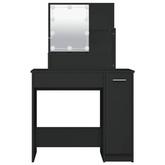 vidaXL Toaletka z oświetleniem LED, czarna, 86,5x35x136 cm
