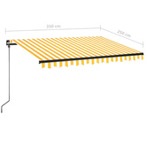 Ręcznie zwijana markiza z LED, 350 x 250 cm, żółto-biała