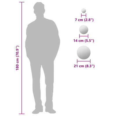 Zestaw 7 okrągłych luster ściennych, szklanych