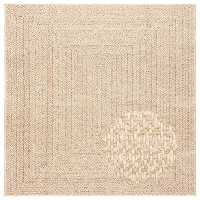 Dywan ZIZUR, beżowy, 120x120 cm, stylizowany na jutowy