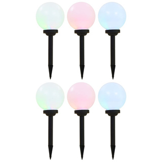 Lampy solarne do ogrodu, 6 szt., LED, kuliste, 20 cm, RGB
