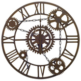 vidaXL Zegar ścienny, brązowy, 80 cm, metal