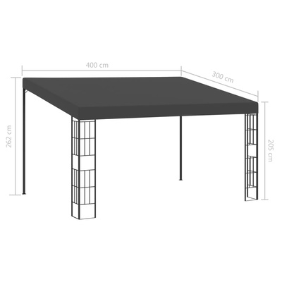 Altana przyścienna, 3x4 m, antracytowa, tkanina