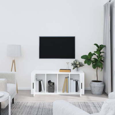 Szafka pod TV, wysoki połysk, biała, 100x35x40 cm vidaXL
