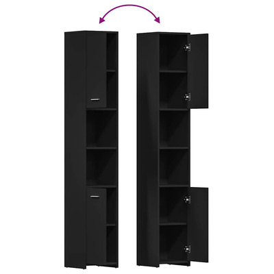 Szafka łazienkowa, czarna, 30x30x183,5 cm