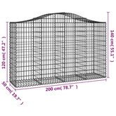 Kosze gabionowe, 12 szt, 200x50x120/140cm, galwanizowane żelazo