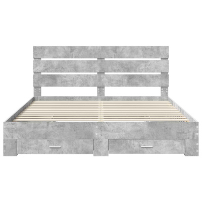 Ramka łóżka Betonowy szary 200 x 200 cm Drewno inżynieryjne