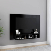 vidaXL Wisząca szafka pod TV, czarna, 120x23,5x90 cm