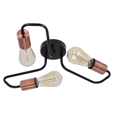 Lampa sufitowa czarna metalowa oprawka 3xE27 Herpe E27 33-66916