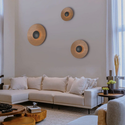 Kinkiet Nowoczesny Drewniany okrągły 45cm 12W Abruzzo Orzo