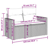 6-cz. zestaw mebli z poduszkami, czarny, polirattan i akacja