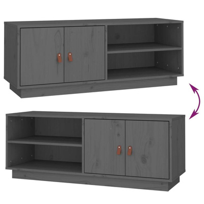 vidaXL Szafka pod TV, szara, 105x34x40 cm, lite drewno sosnowe
