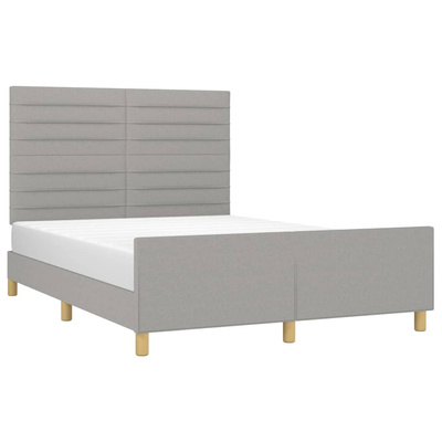 vidaXL Rama łóżka z zagłówkiem, jasnoszara, 140x190 cm, obity tkaniną model standard
