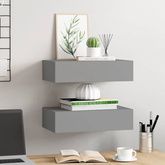 vidaXL Półki ścienne z szufladą, 2 szt., szare, 40 x 23,5 x 10 cm, MDF