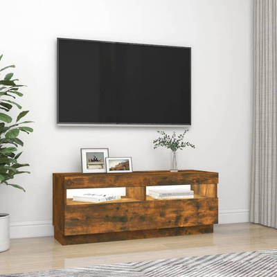 vidaXL Szafka pod TV z oświetleniem LED, przydymiony dąb, 100x35x40 cm