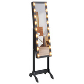 vidaXL Lustro stojące z LED, czarne, 34x37x146 cm