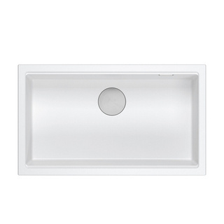 LOGAN 110 GraniteQ zlewozmywak snow white 76x44x23,5 cm 1-komorowy wpuszczany z syfonem manualnym stal szlachetna