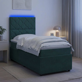 Łóżko z box spring LED z materacem Ciemnozielony 80 x 200 cm