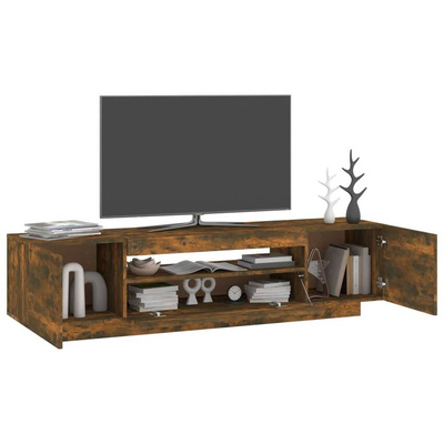 vidaXL Szafka pod TV z oświetleniem LED, przydymiony dąb, 160x35x40 cm