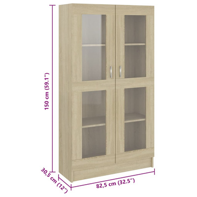 Witryna, dąb sonoma, 82,5x30,5x150 cm, materiał drewnopochodny