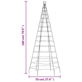 vidaXL Choinka z lampek, na maszt, 200 ciepłych białych LED, 180 cm