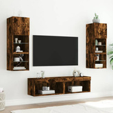 vidaXL Szafka pod TV, z LED, kolor przydymiony dąb, 60x30x30 cm