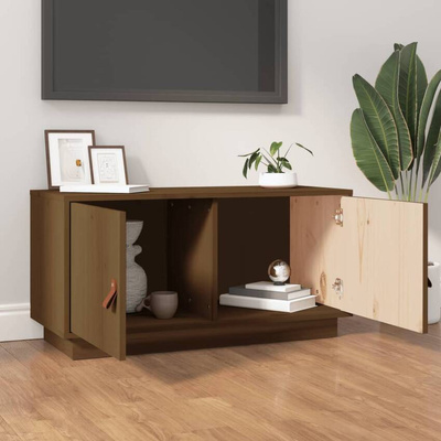 vidaXL Szafka pod TV, miodowy brąz, 80x34x40 cm, lite drewno sosnowe