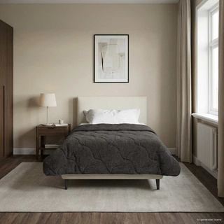 Letni Kołdra Antracyt 140 x 220 cm Mikrofibra i Fleece Teddy