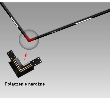 Natynkowy łącznik kątowy do szyn magnetycznych 90° Abigali LWQ-STR3 Magneto